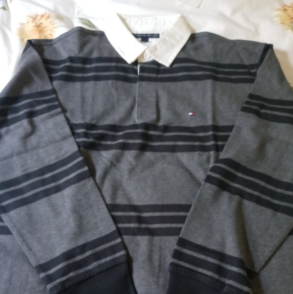 Men's long sleeve collared pullover Polo shirt